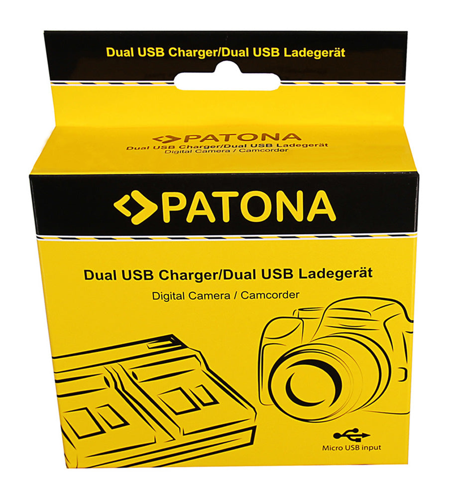 PATONA Ladegerät – 2× USB, Schwarz – für Panasonic DMW-BLK22/DC-S5/GH5 usw.