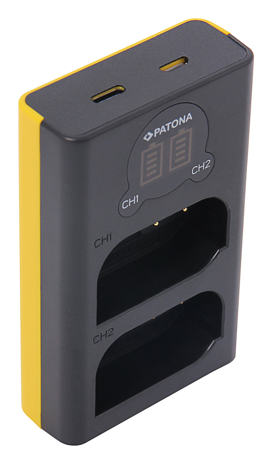 PATONA DMW-BLK22 Dual-USB Akkulader – für Panasonic DMW-BLK22, DC-S5, G9 und weitere – 2-fach, USB, Schwarz