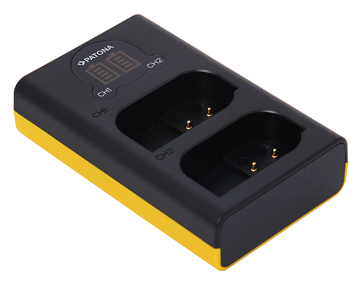 PATONA DMW-BLK22 Dual-USB Akkulader – für Panasonic DMW-BLK22, DC-S5, G9 und weitere – 2-fach, USB, Schwarz