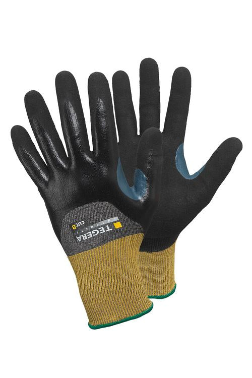 Tegera Schnittschutzhandschuhe 8806 – Grösse 10 (XL), 6 Paar – Nylon, Nitril/PU-Beschichtung – Gelb