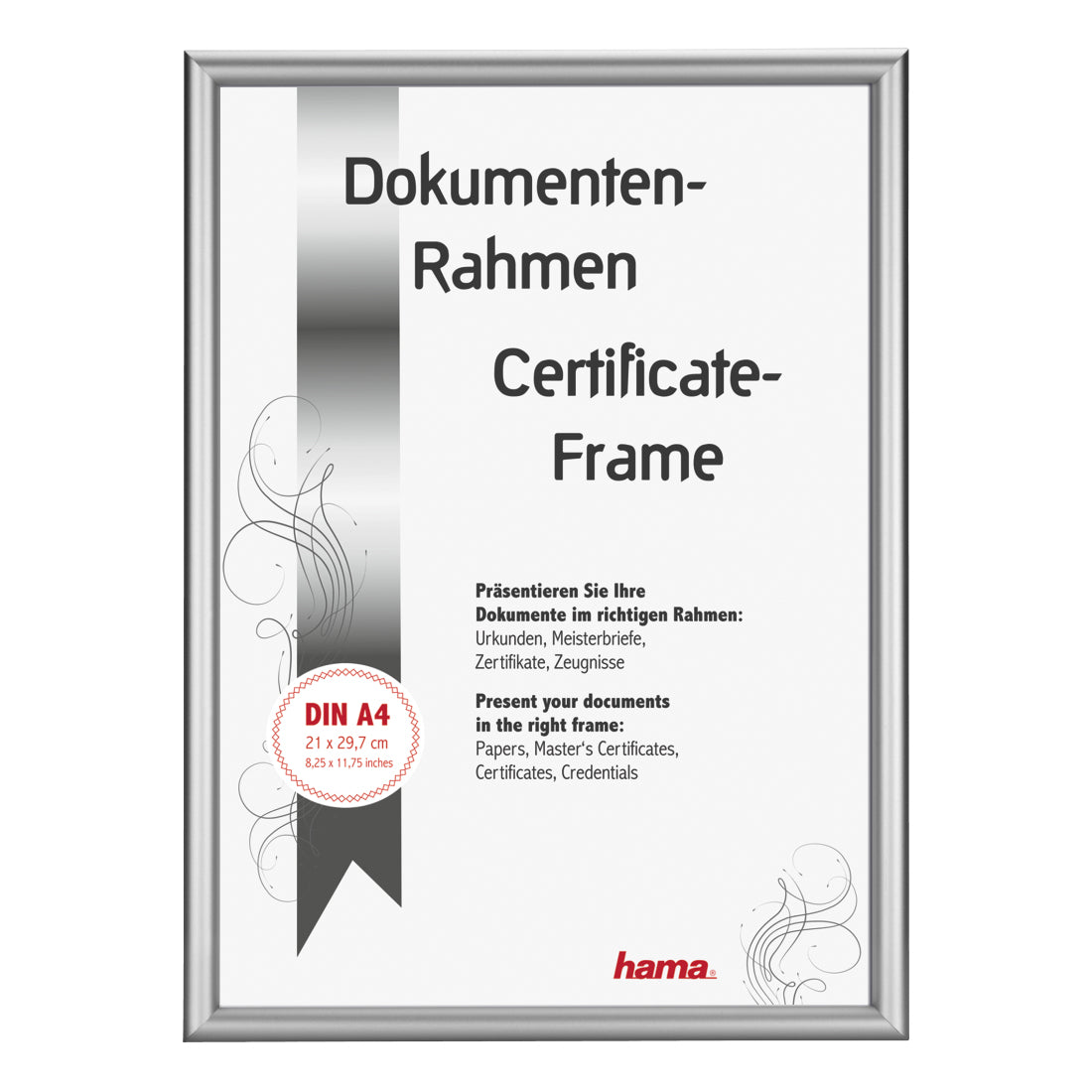 Hama Detroit Bilderrahmen – für 21 × 29,7 cm – Kunststoff, silber