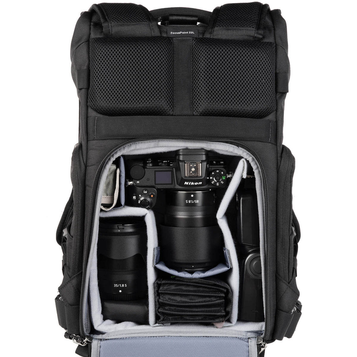 Think Tank 22L RollTop Kamerarucksack – 23 l, für Notebooks bis 35,6 cm (14") – Regenhülle – Schwarz