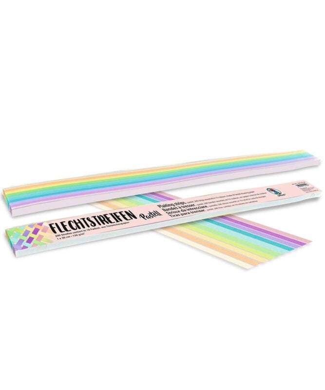 URSUS Flechtstreifen – 1 × 50 cm, mehrfarbig, 130 g/m² – 200 Stück, Papier