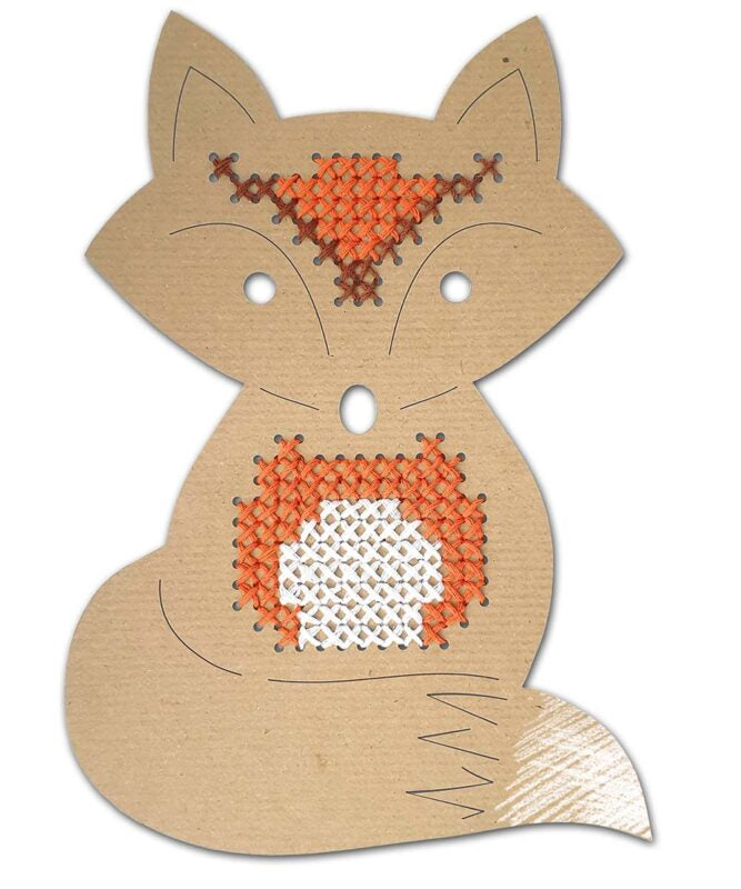 URSUS Stickset Kreuzstich – Tiere – 14,5 × 20 cm – 12 Motive – Karton, Braun