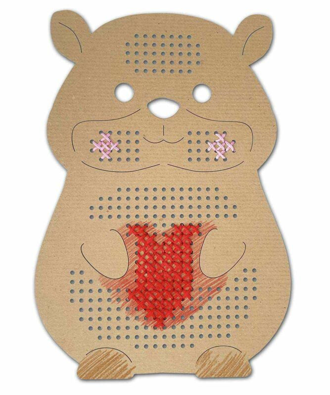 URSUS Stickset Kreuzstich – Tiere – 14,5 × 20 cm – 12 Motive – Karton, Braun