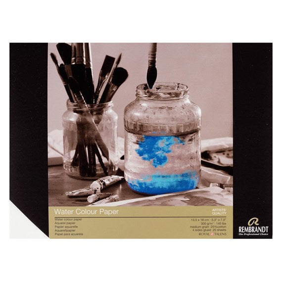 Royal Talens Rembrandt Aquarellblock – 13,5 × 18 cm – 300 g/m² – 20 Blatt – 25% Baumwolle