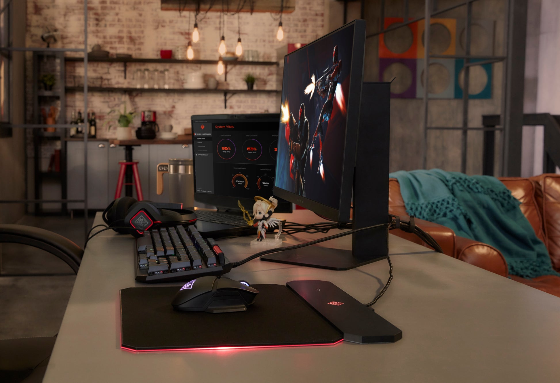 HP OMEN Photon – Gaming-Maus – Kabellos (Bluetooth/2,4 GHz), 16000 DPI, beidhändig, Schwarz