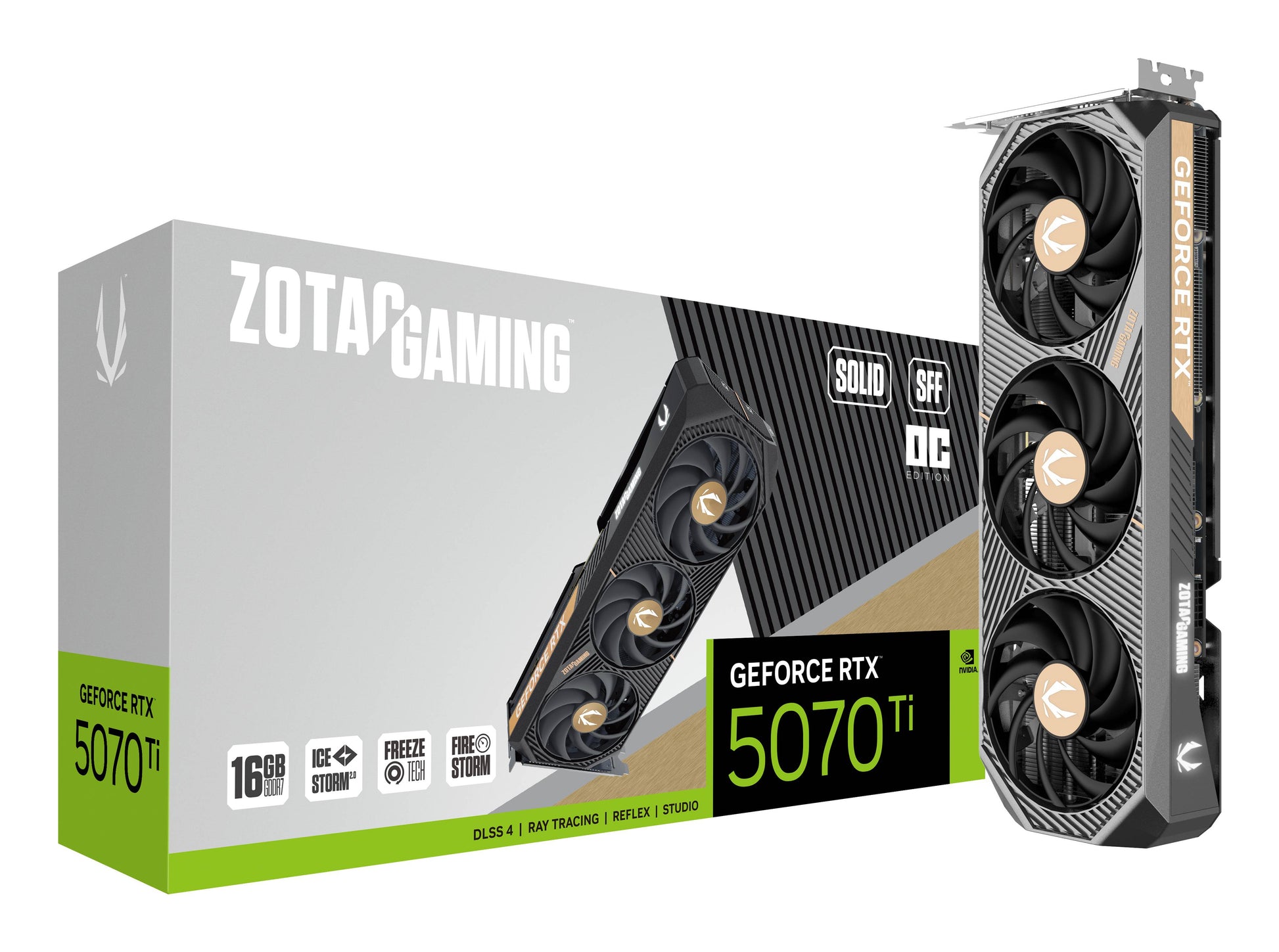 Zotac GeForce RTX 5070 Ti SOLID SFF OC – Grafikkarte – 16 GB GDDR7, 256 Bit, PCIe 5.0, 3×DP, 1×HDMI, 300 W