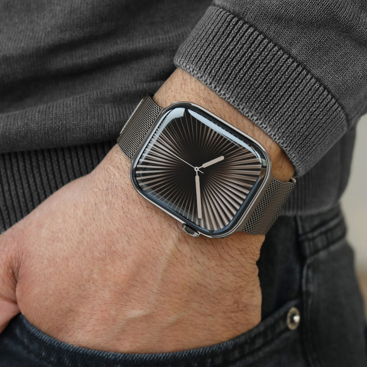 Vonmählen Milanese Loop 2 – Armband – für Apple Watch 40/41/42 mm, Granitgrau, Edelstahl