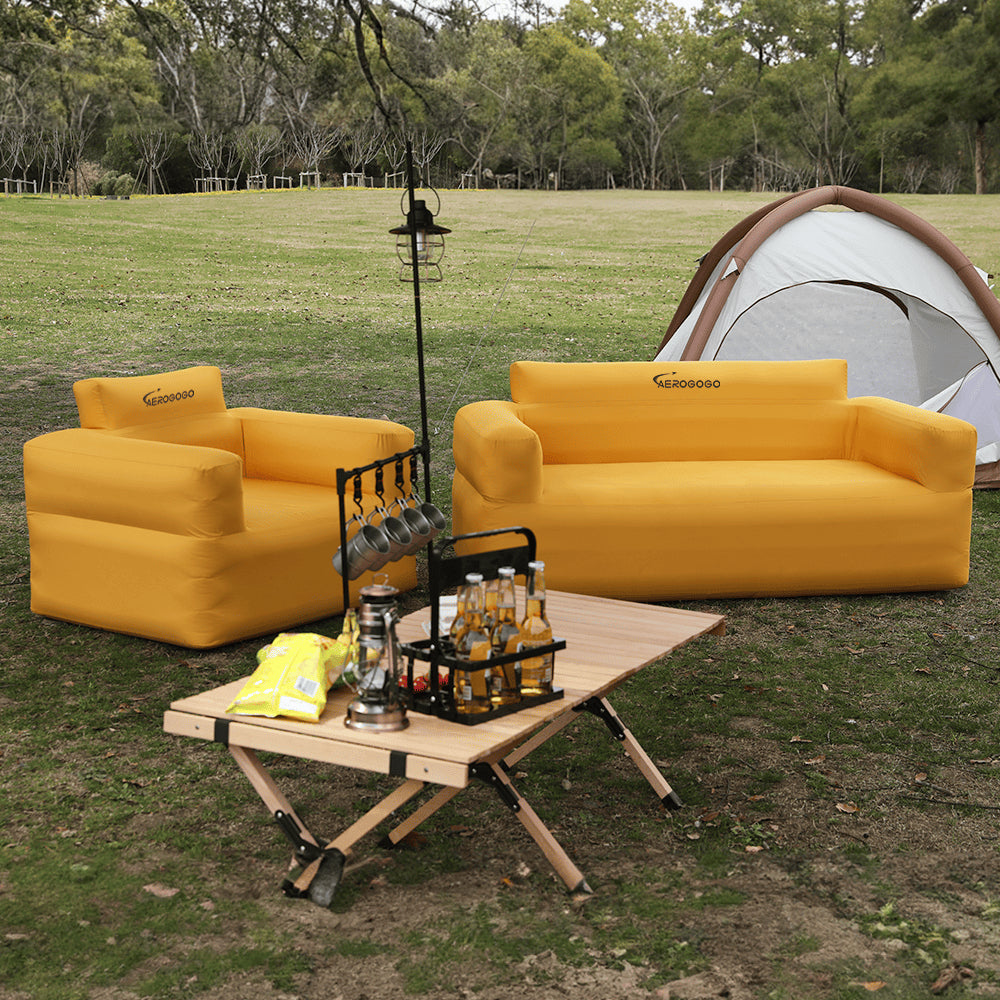 Aerogogo Beistelltisch BS2-02 – 170 × 74 × 74 cm – Polyester & PVC – türkis – mit 2 Sitzen