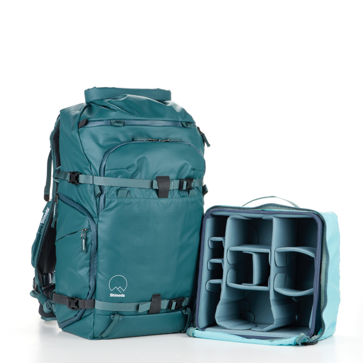Shimoda Action X40 v2 Kamerarucksack – 40 l, Nylon – für Notebook bis 16" – Türkis