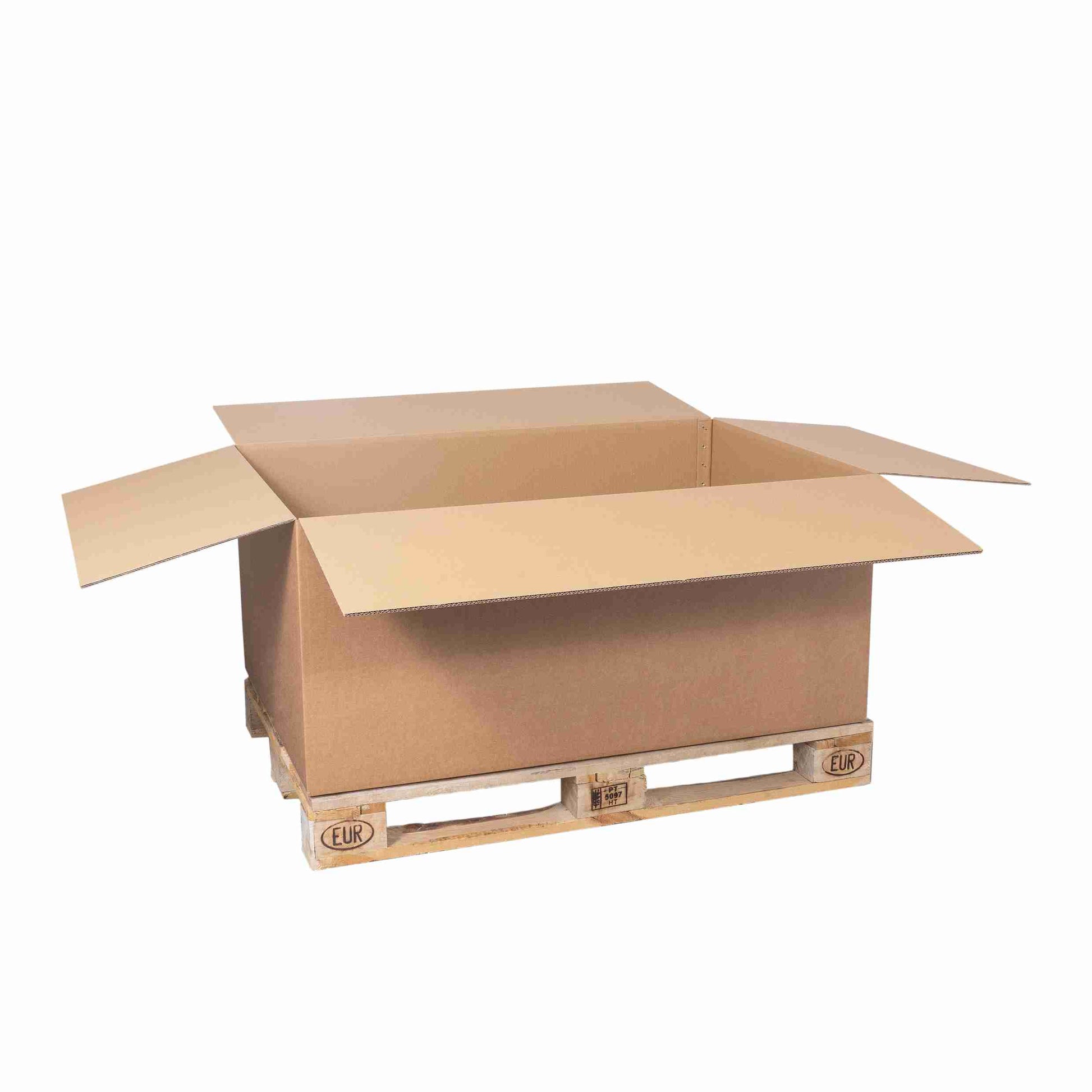 Model Palett- und Exportbox – 1'170 × 765 × 510 mm, braun, 2-wellig, selbstklebend – 1 Stk., ab 50 Stk.