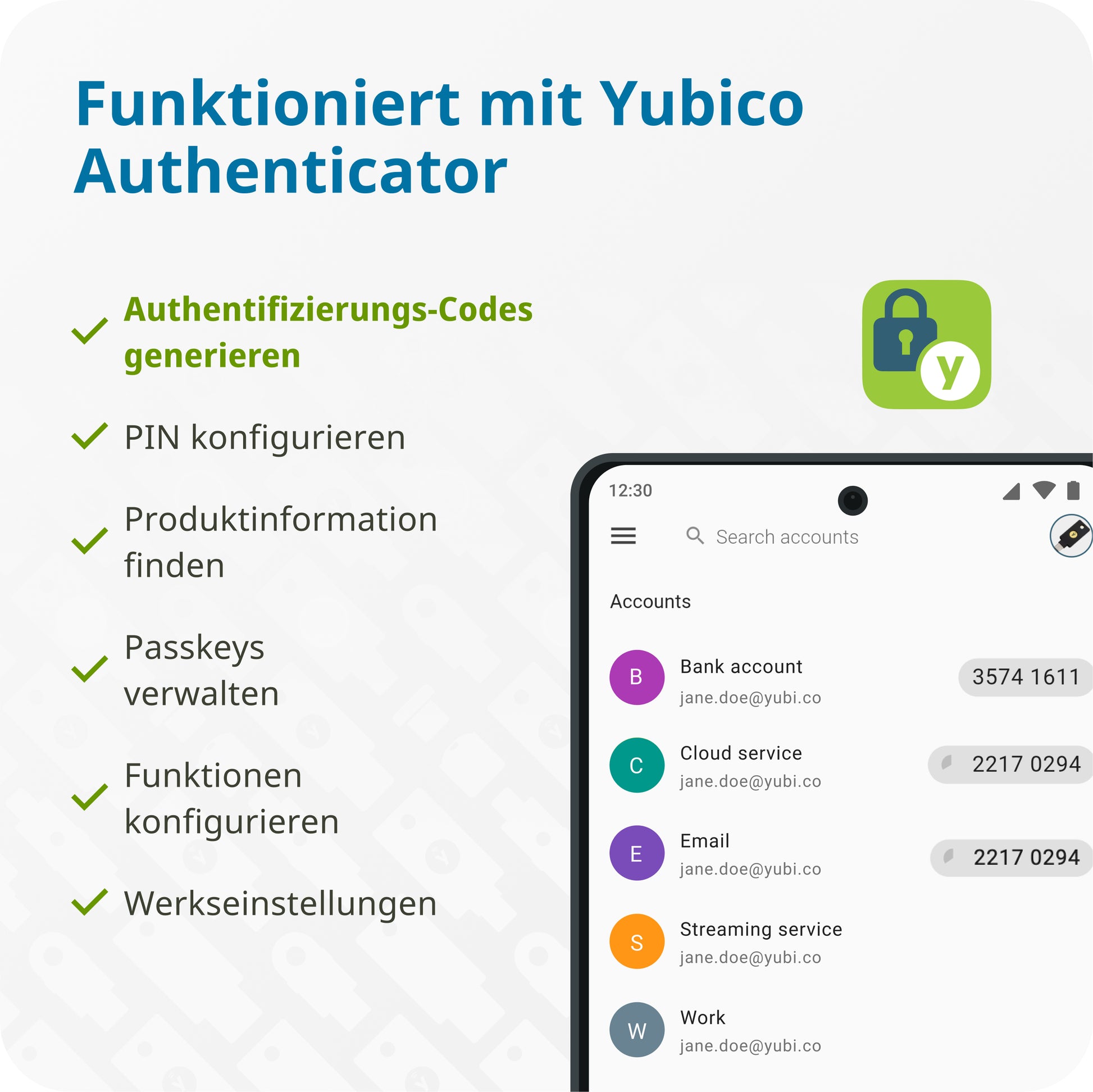Yubico USB-Sicherheitsschlüssel – USB-C (Stecker) – NFC – Schwarz – für Android, Windows 10, iOS
