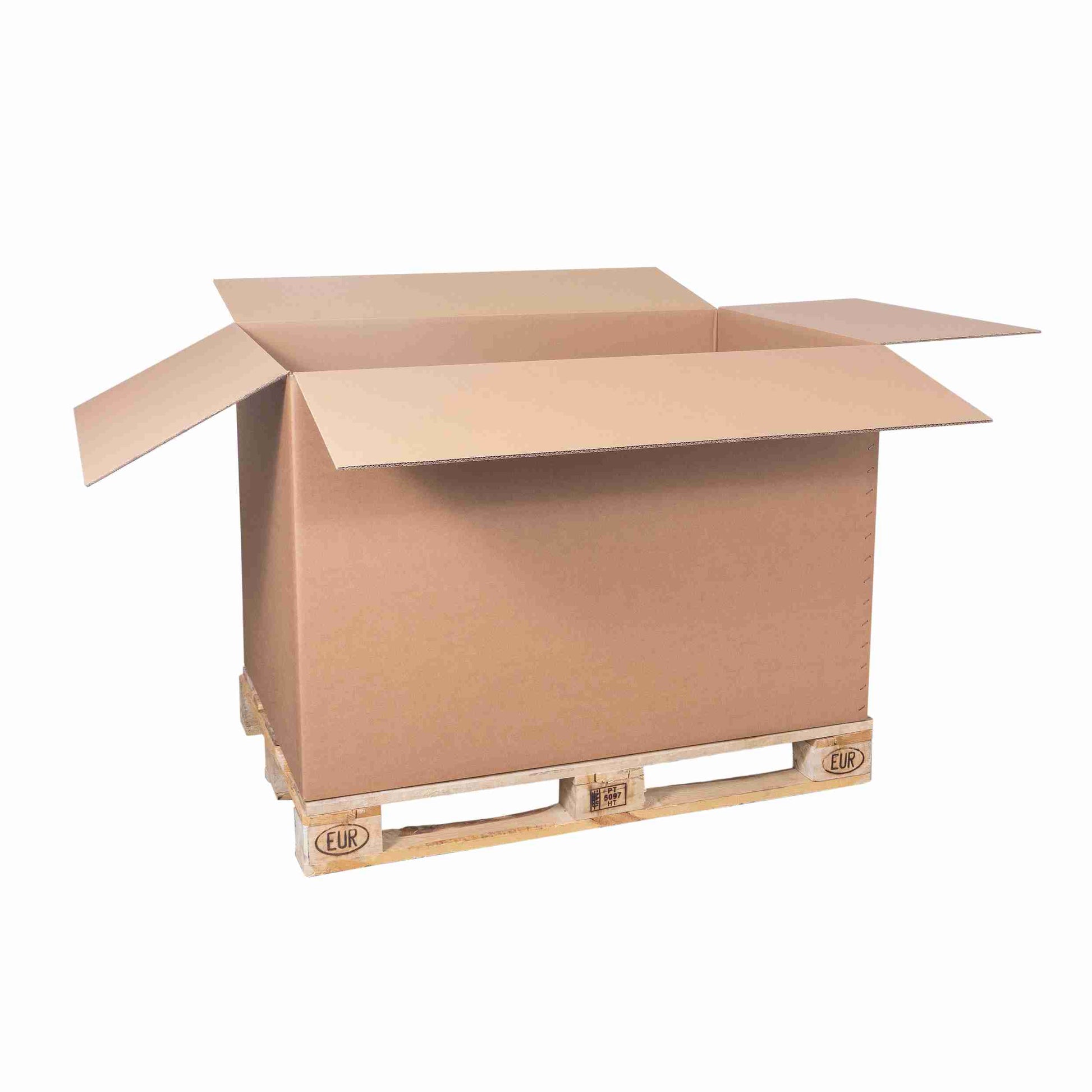 Model Palett- und Exportbox – 1'170 × 765 × 770 mm, braun, Wellkarton, 2-wellig – 1 Stk., ab 50 Stk.