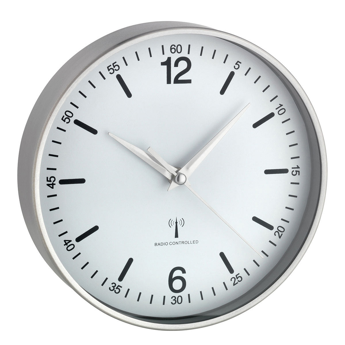 TFA-Dostmann TFA Dostmann Wanduhr – Funk, analog, Ø 19,5 cm, Silber, Aluminium/Glas