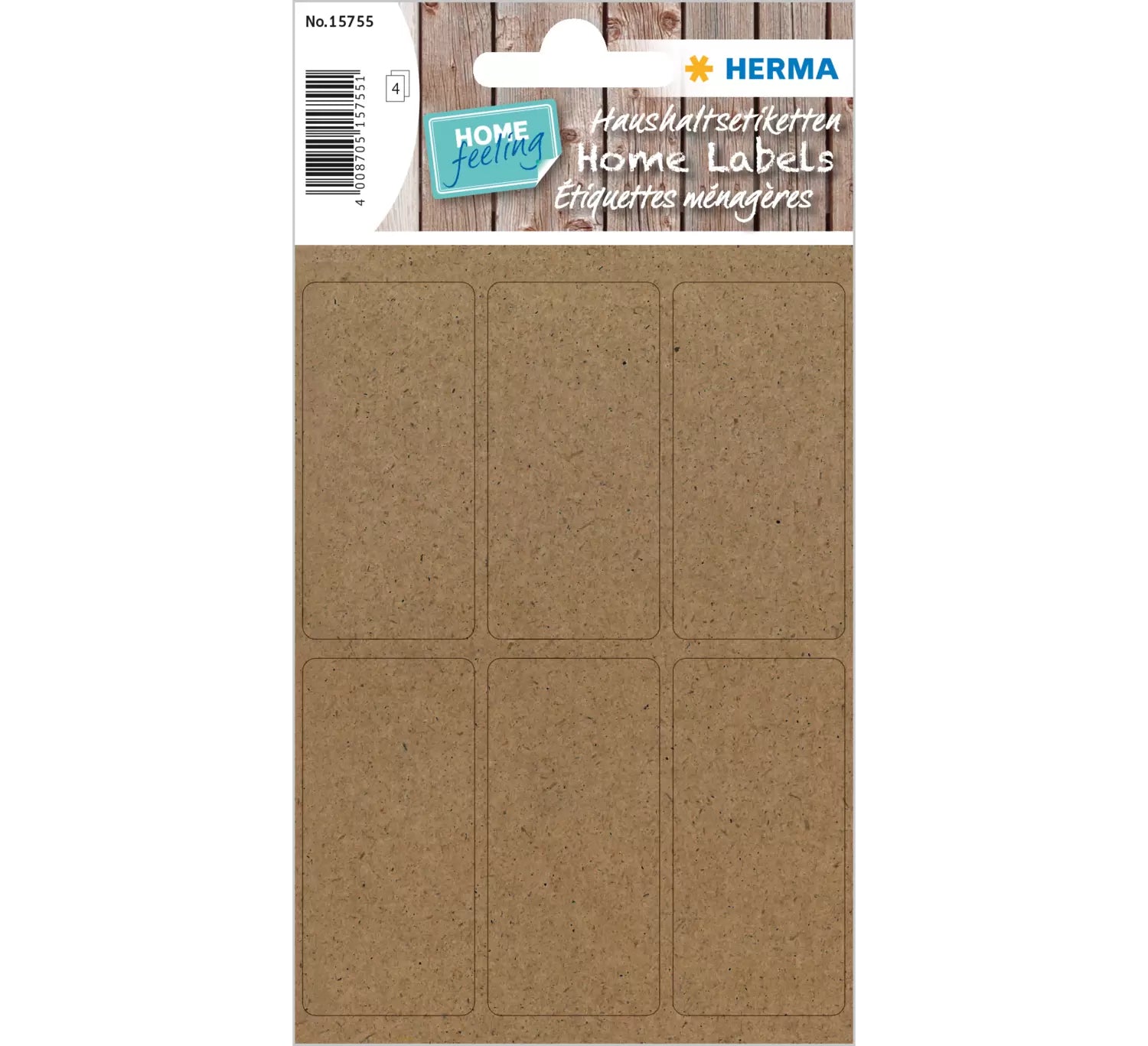 HERMA Haftetiketten – rechteckig 26 × 54 mm, permanent, braun, 4 Blatt (24 Stk.)