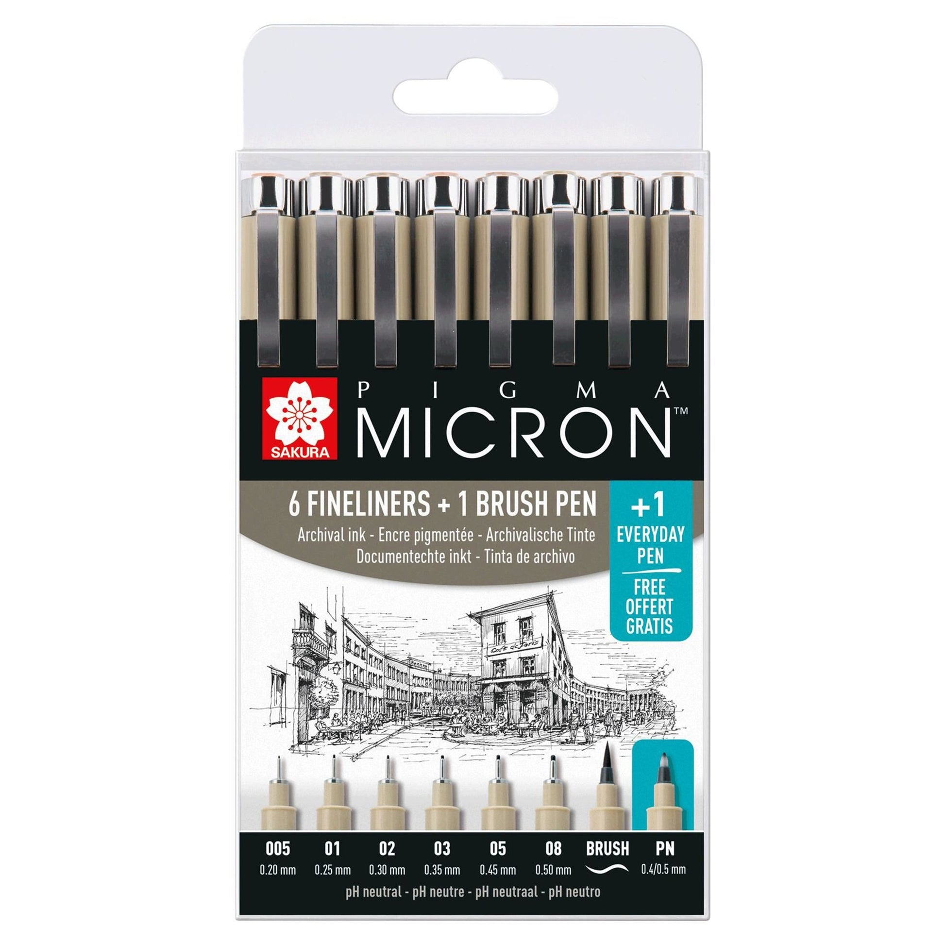 Sakura Pigma Micron Fineliner – 8er-Set – Schwarz