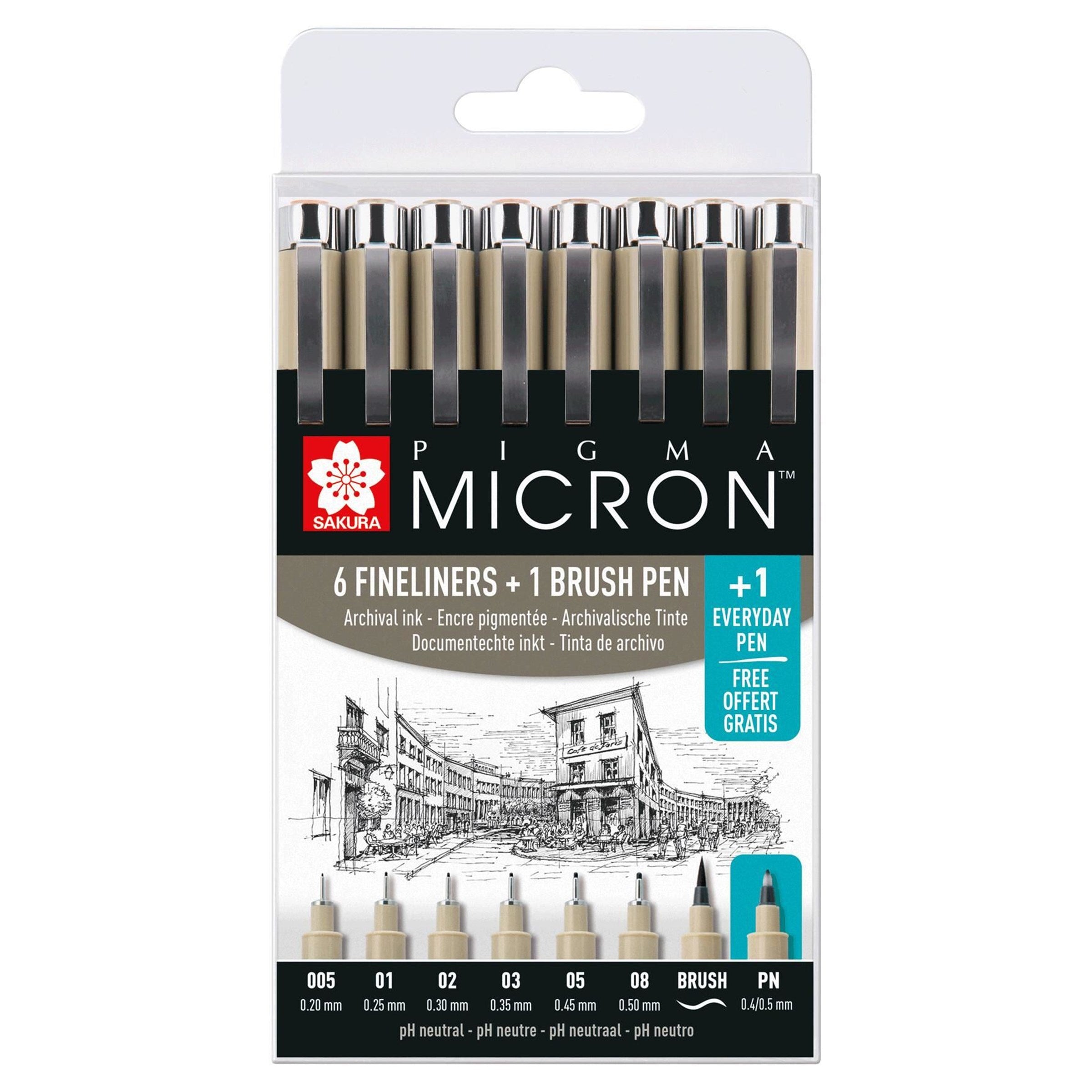 Sakura Pigma Micron Fineliner – 8er-Set – Schwarz