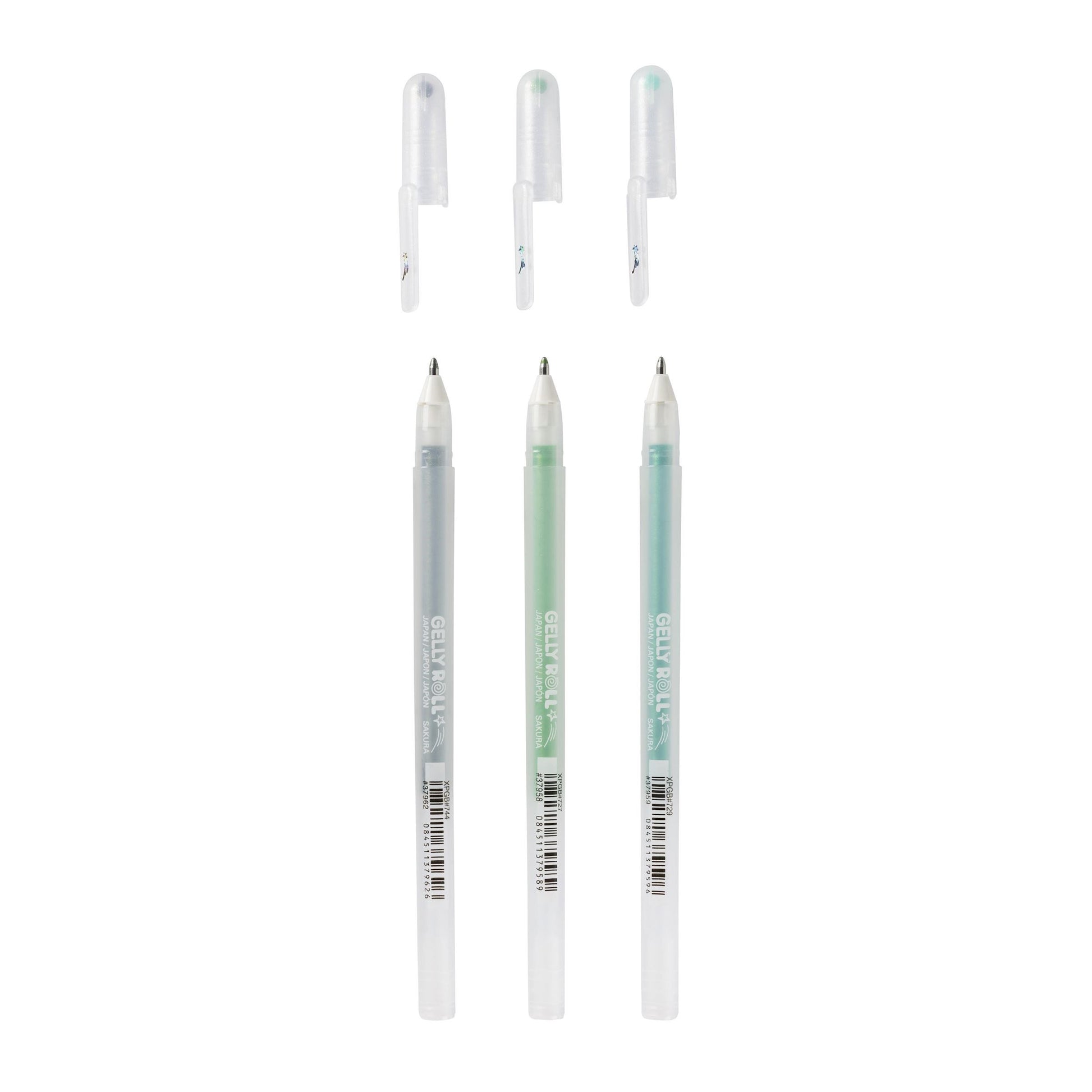Sakura Gelly Roll Stardust Gelschreiber, Kappe – grün/limette/silber, Spitze 0,5 mm, glitzernd, 3er-Set