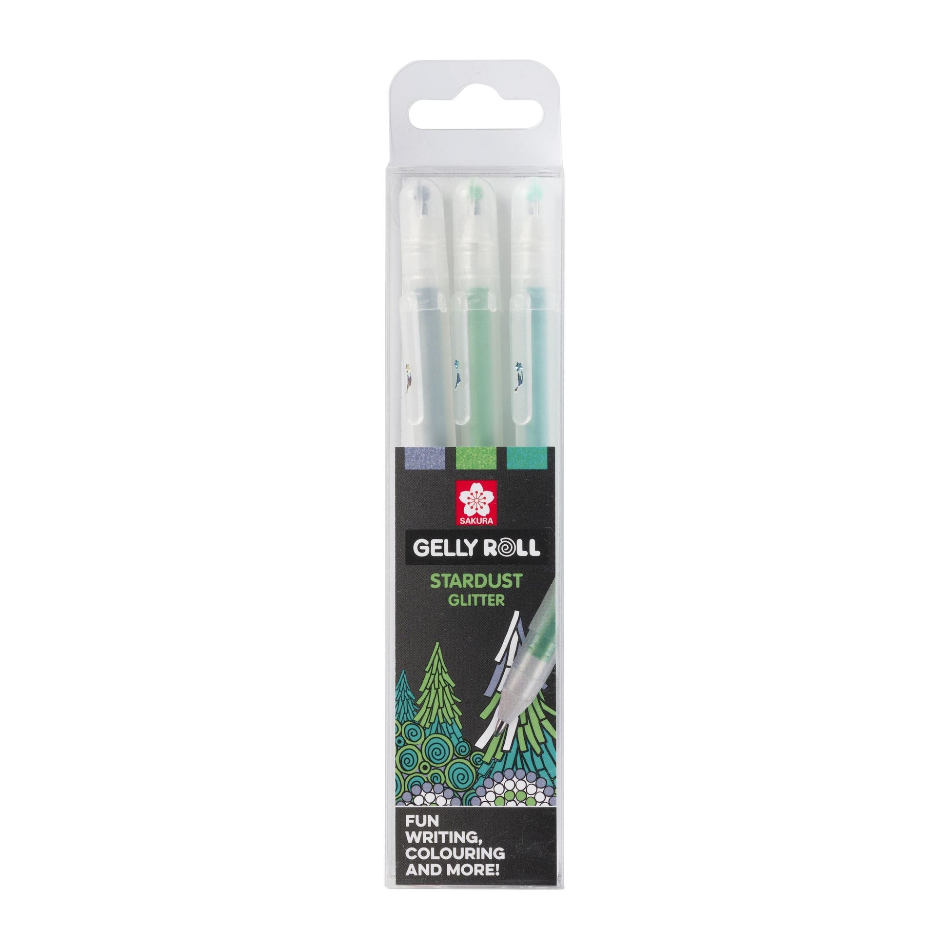 Sakura Gelly Roll Stardust Gelschreiber, Kappe – grün/limette/silber, Spitze 0,5 mm, glitzernd, 3er-Set