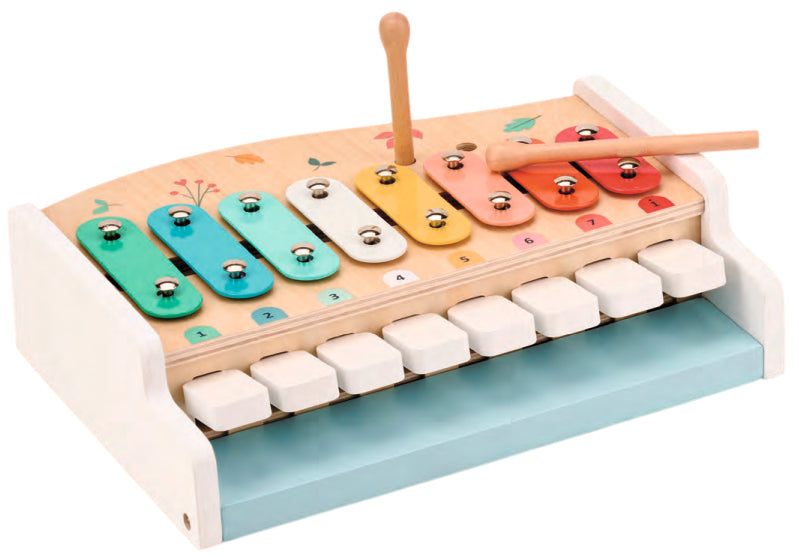 Spielba Holzspielwaren Klavier und Xylophon – 8 × 22 × 30 cm – Holz – ab 1 Jahr – mehrfarbig