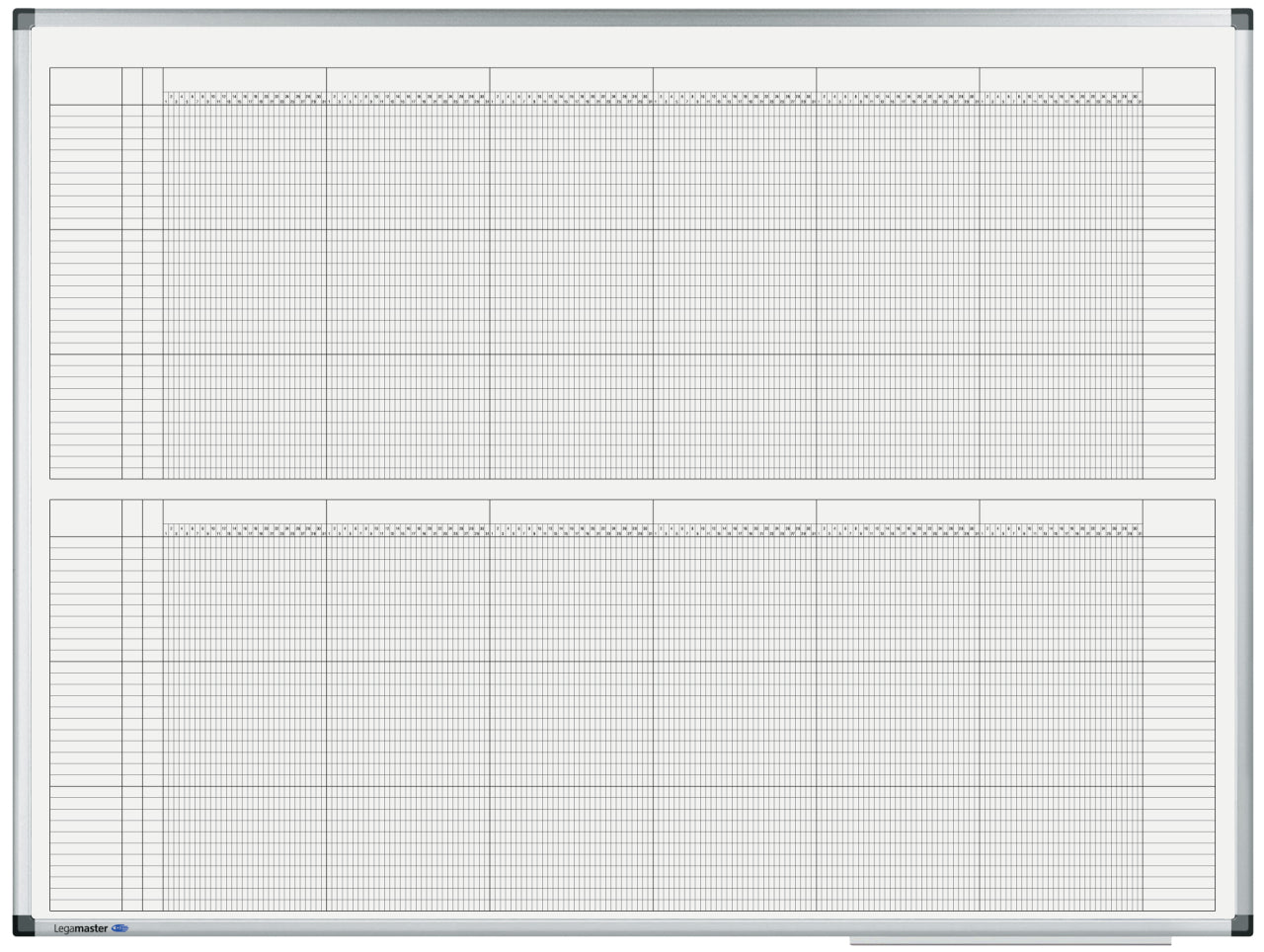 Legamaster Jahresplaner – magnetisch, trocken abwischbar – Alurahmen – 120 × 90 cm