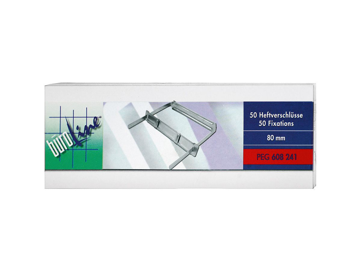 Buroline Büroline Heftstreifen/Heftverschluss 82 mm, Metall, Silber – 50 Stk