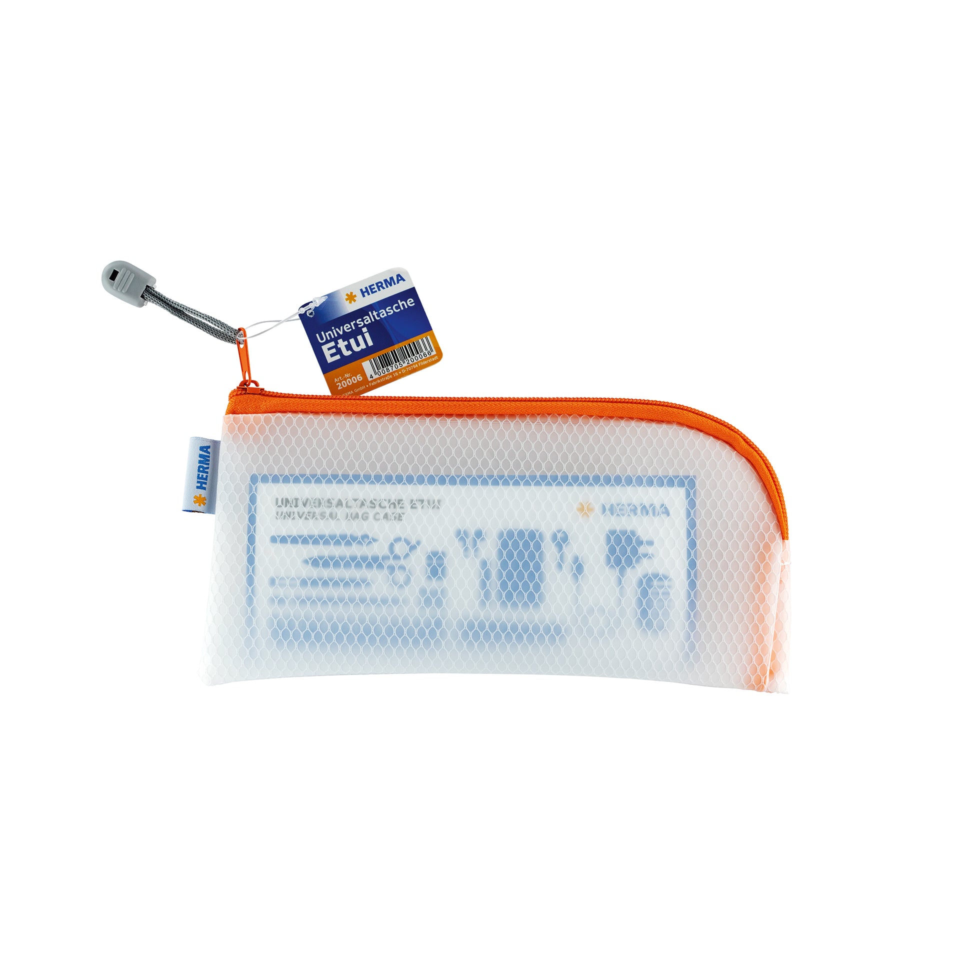 HERMA Reissverschlusstasche – orange – Kunststoff – 23 × 11 × 0,7 cm