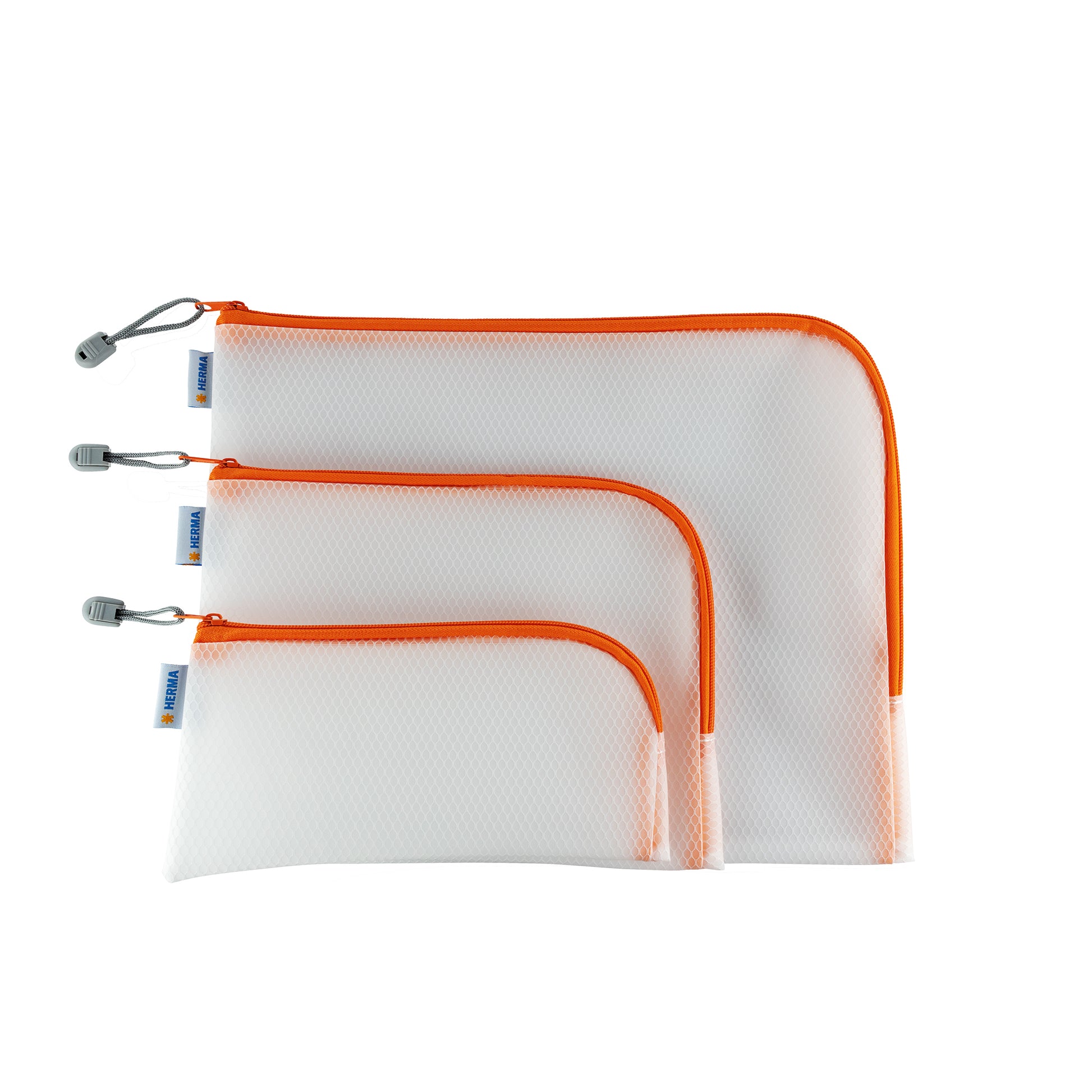 HERMA Reissverschlusstasche – orange – Kunststoff – 23 × 11 × 0,7 cm