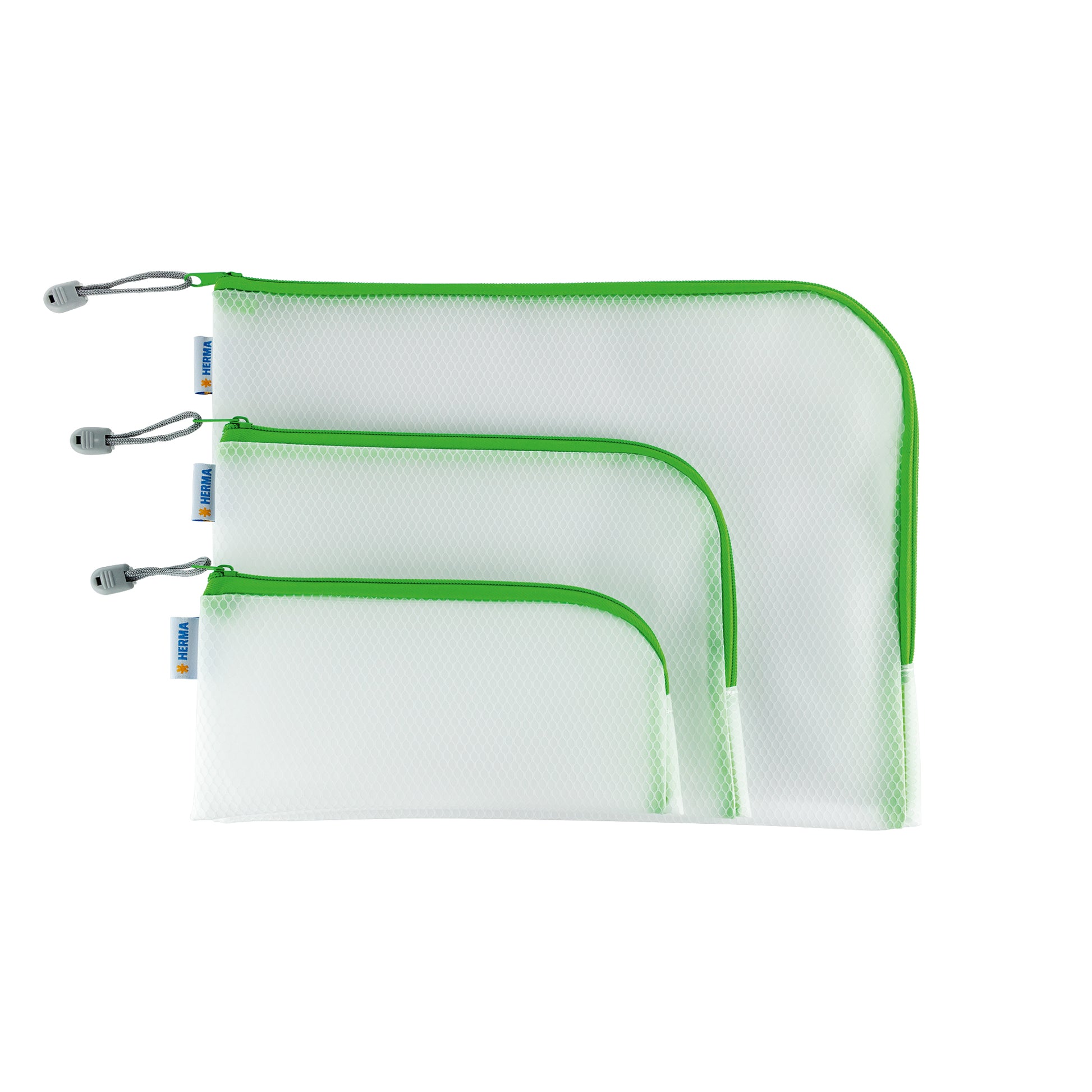 HERMA Reissverschlusstasche Etui – Grün – Kunststoff – 26,0 × 20,0 × 0,7 cm