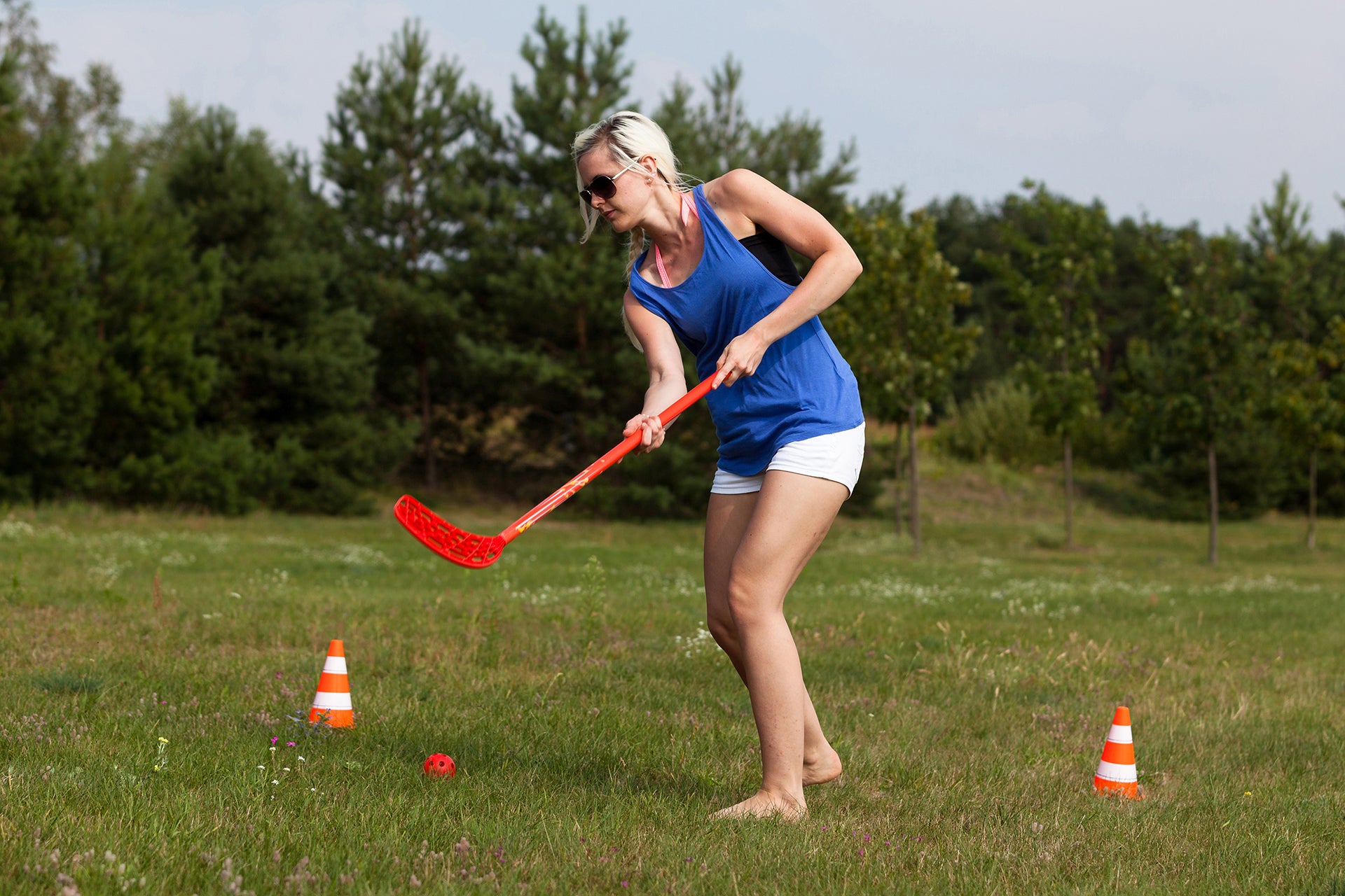 Schildkröt Funsports Fun-Hockey-Set – Länge 110 cm – 4 Stück – ab 5 J. – Kunststoff, Rot/Gelb