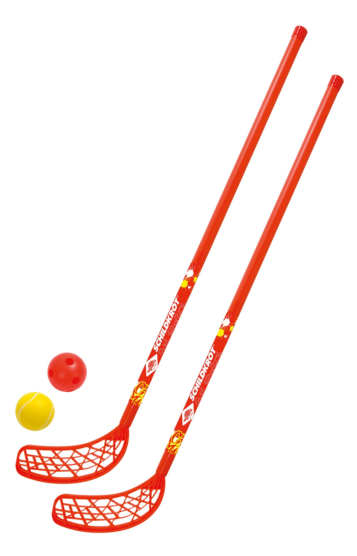 Schildkröt Funsports Fun-Hockey-Set – Länge 110 cm – 4 Stück – ab 5 J. – Kunststoff, Rot/Gelb