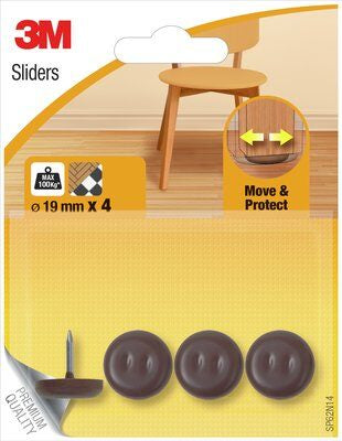 3M Stuhlgleiter mit Nagel Ø 19 mm – Polymer – braun – 4 Stück