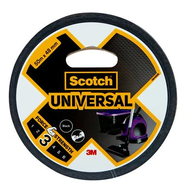 3M Scotch Universal Gewebeband – 48 mm × 50 m, schwarz, wiederablösbar