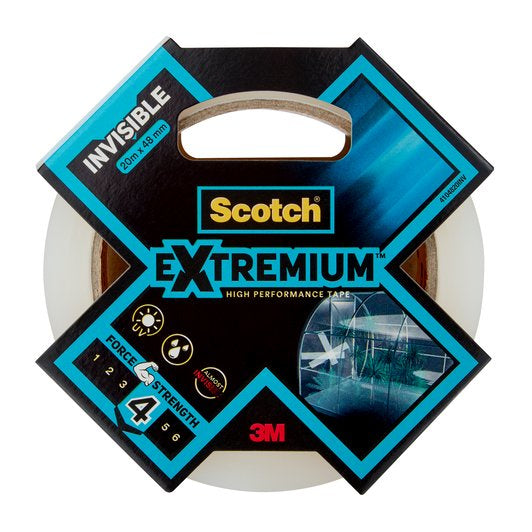 3M Extremium INVISIBLE H.P. Klebefilm klar – 48 mm × 20 m, UV-beständig, 1 Stück