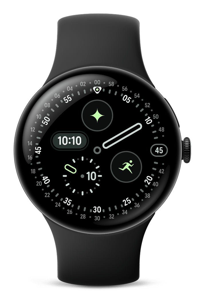 Google Pixel Watch 4 45 mm GPS – Aluminium Schwarz, Obsidian, S/L, 50 m, für Android