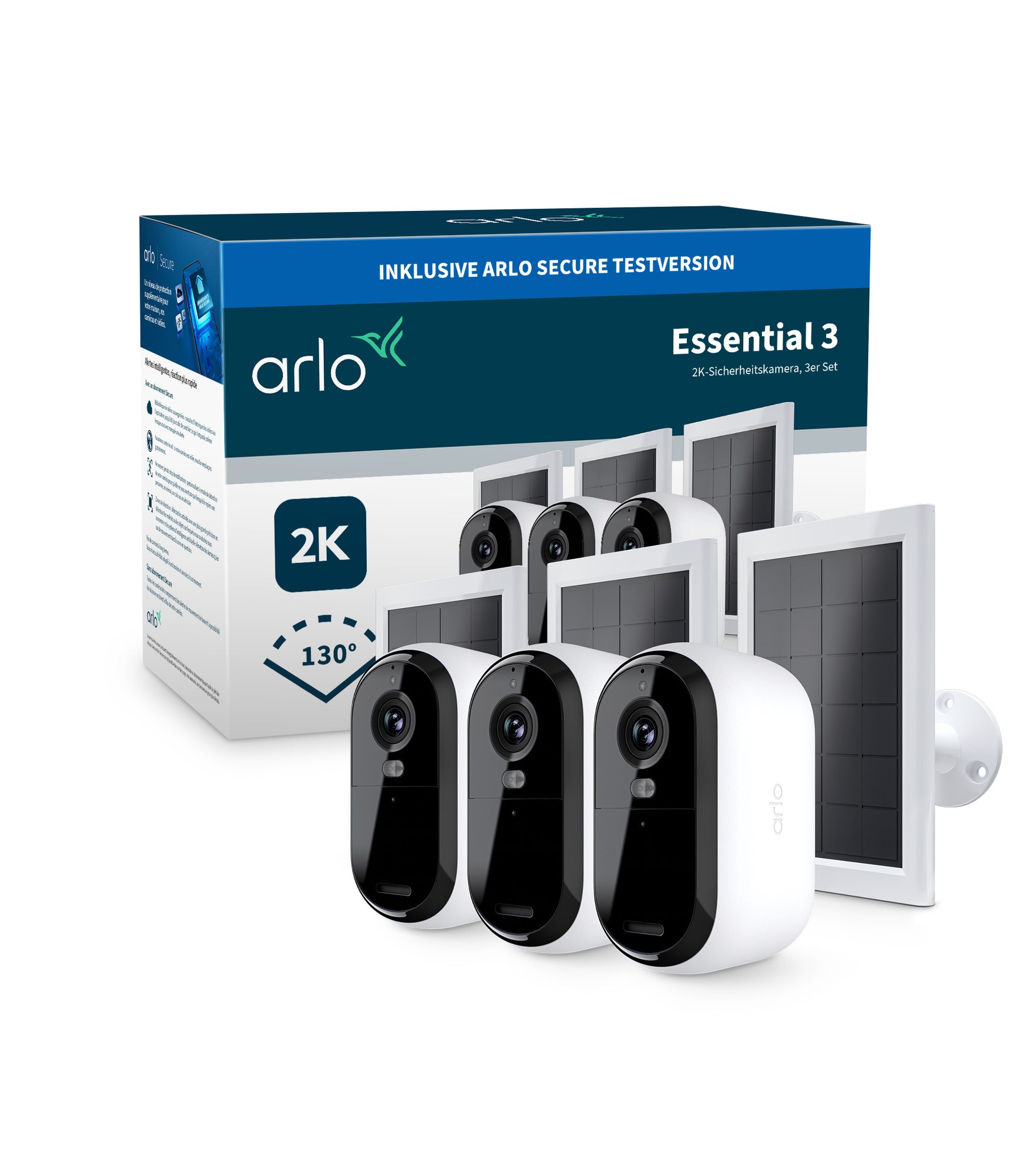 Arlo VMK3380 Netzwerkkamera – 4 MP, WQHD (2560×1440), IP65, 3er-Pack, Weiss