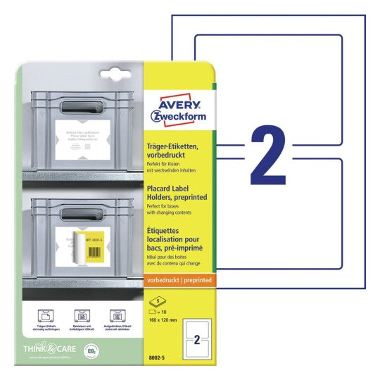 Avery Drucketiketten, 160 mm × 120 mm, weiss, Polyester / Polypropylen (PP), selbstklebend, 5 Blatt, 10 Stk