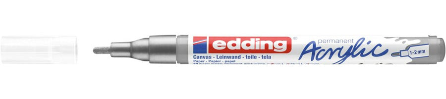 Edding 5300 Acrylmarker – Rundspitze 1–2 mm – Silber – für Leinwand und Holz