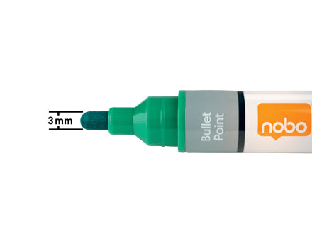 Nobo Whiteboard-Marker Flüssigtinte – Rundspitze 3 mm – Grün – 10er-Set – trocken abwischbar