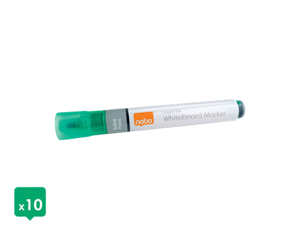 Nobo Whiteboard-Marker Flüssigtinte – Rundspitze 3 mm – Grün – 10er-Set – trocken abwischbar