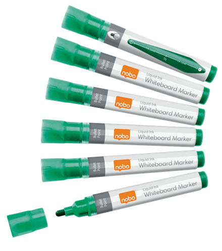 Nobo Whiteboard-Marker Flüssigtinte – Rundspitze 3 mm – Grün – 10er-Set – trocken abwischbar