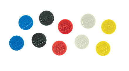 Nobo Tafelmagnete – Ø 38 mm – 10 Stk. – mehrfarbig