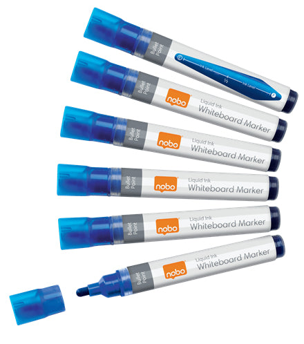 Nobo Whiteboard-Marker – Rundspitze 3 mm, Blau, 10 Stk., Trocken abwischbar, Nachfüllbar – Für Emaille