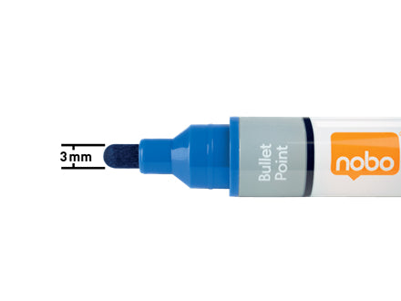 Nobo Whiteboard-Marker – Rundspitze 3 mm, Blau, 10 Stk., Trocken abwischbar, Nachfüllbar – Für Emaille