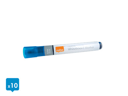Nobo Whiteboard-Marker – Rundspitze 3 mm, Blau, 10 Stk., Trocken abwischbar, Nachfüllbar – Für Emaille