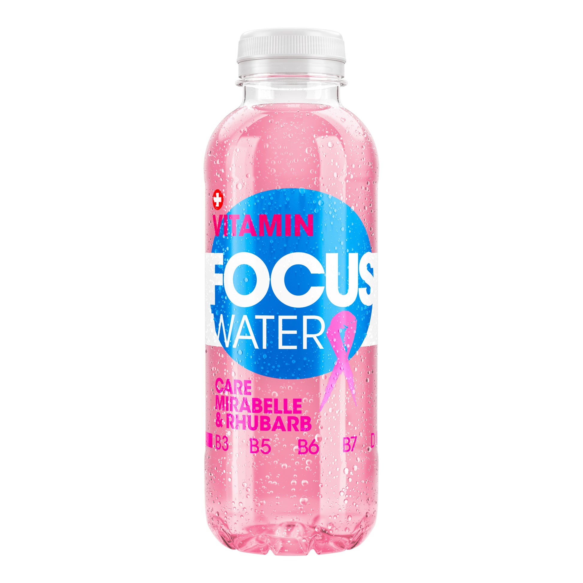 Focuswater Vitaminwasser Care Mirabelle & Rhabarber ohne Kohlensäure – 12 × 5 dl