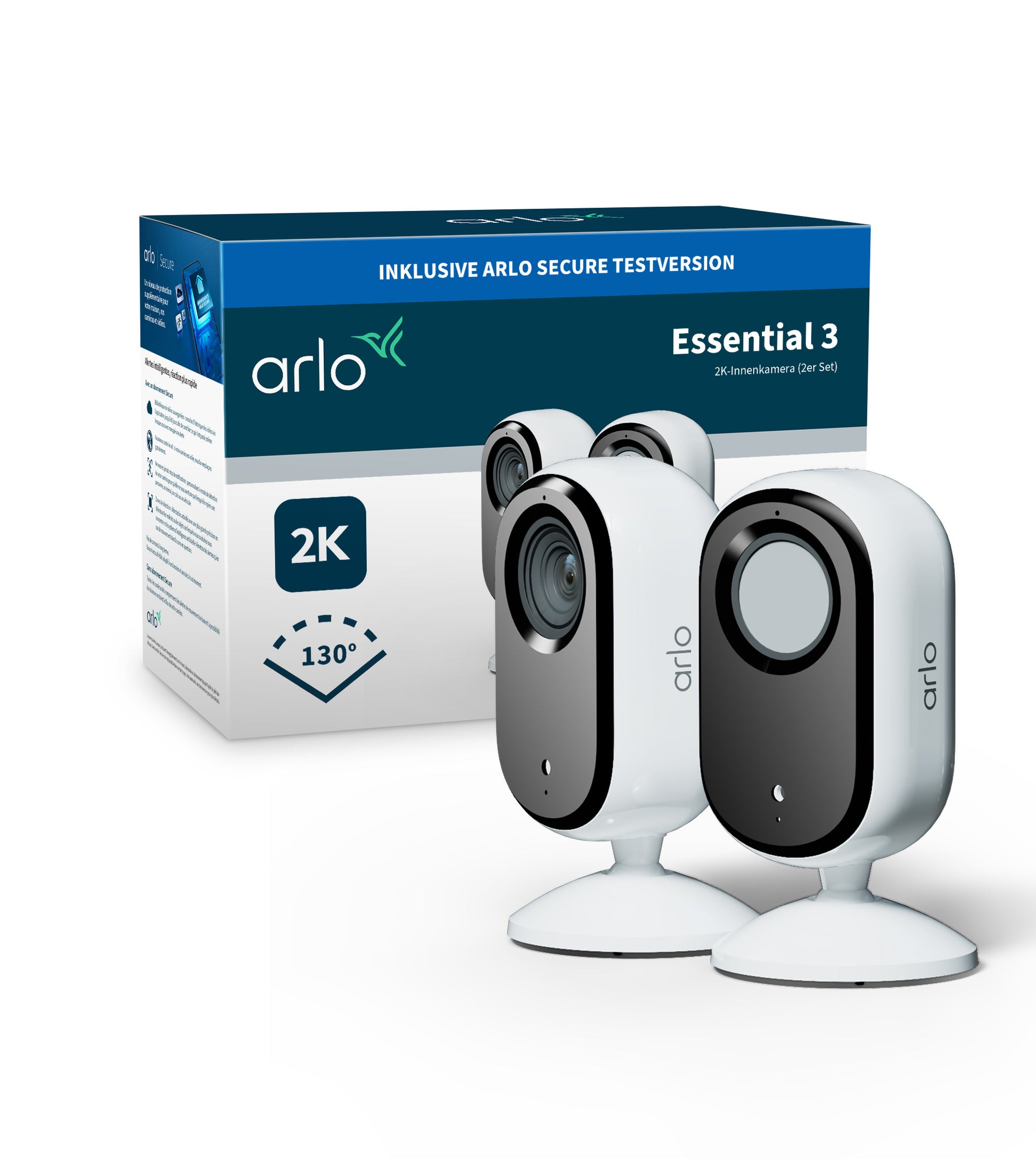 Arlo VMC3270 IP-Kamera – 3 MP, 2304×1296, WLAN, Weiss, 2er-Pack
