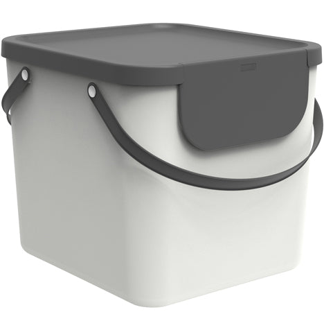 Rotho Recyclingbox Albula – 55 l – Kunststoff, rechteckig – mistelweiss