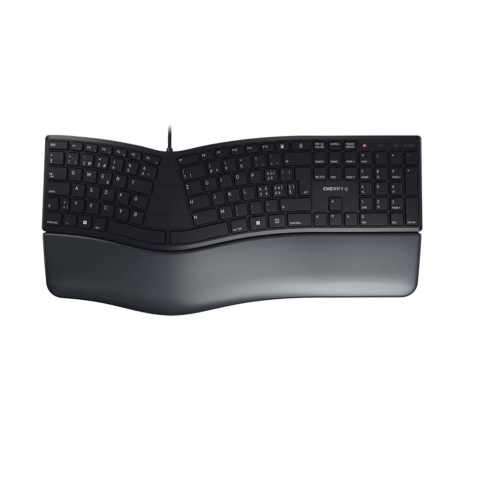 Cherry KC 4500 ERGO – Tastatur, kabelgebunden (USB-A), CH-Layout (DE-CH), Fullsize (mit Ziffernblock)